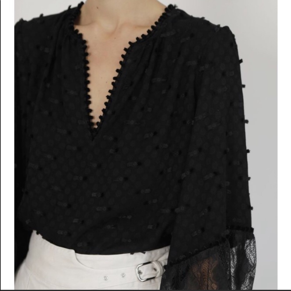 Rachel Comey Waver Jacquard Top with balloon lace sleeves